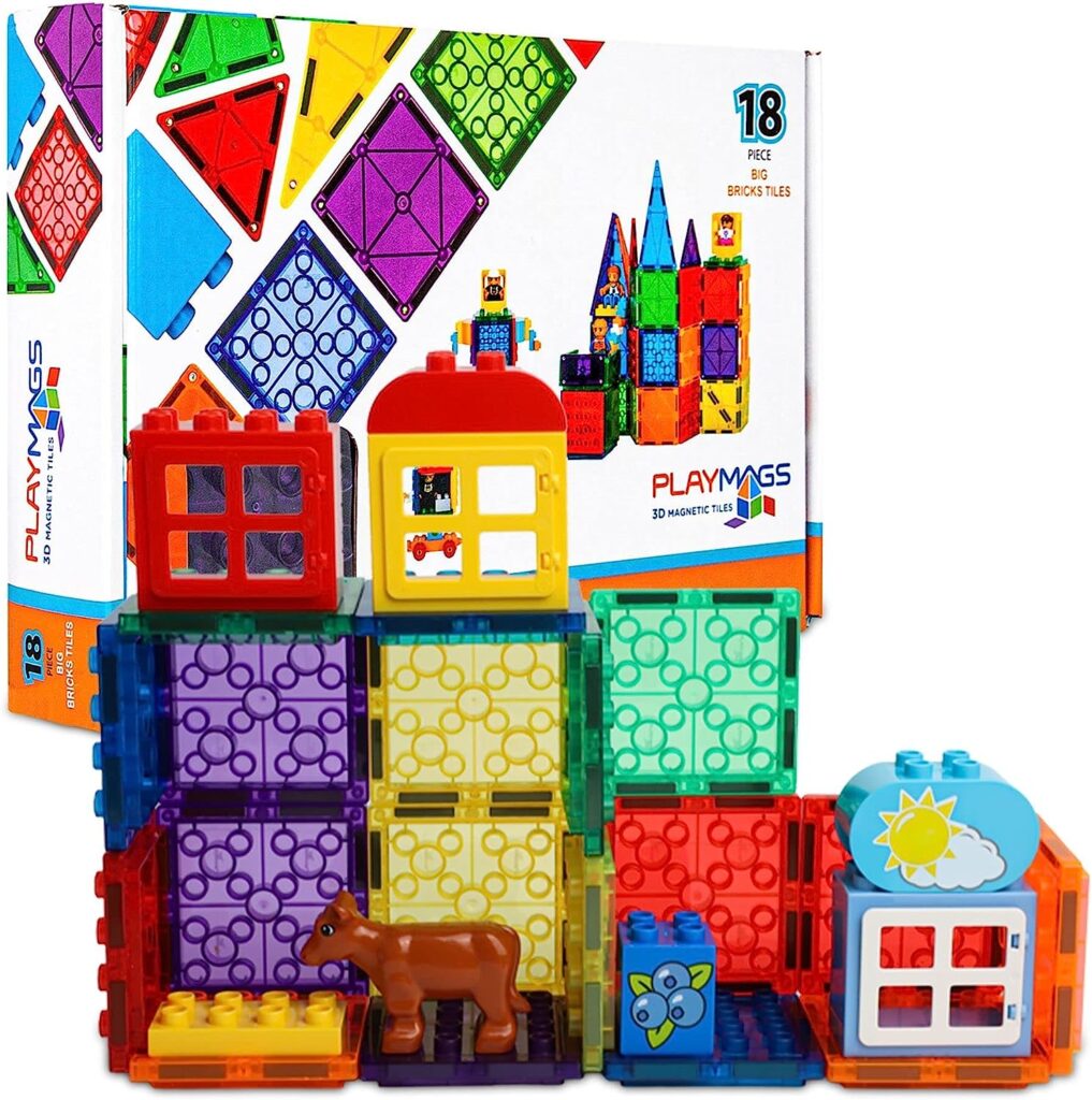 Playmags 18Pcs Magnetic Building Bricks