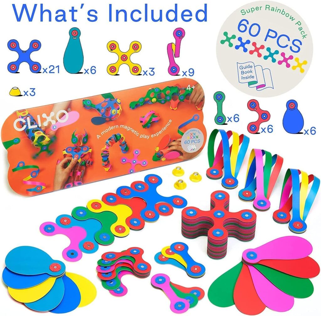 Clixo Super Rainbow 60 Piece Set - Contents